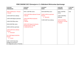 FERIE ZIMOWE 2017 Gimnazjum nr 2 z Oddziałami Mistrzostwa