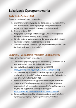 Zadanie 4 – Systemy CAT Zadanie 5 – Zarządzanie Projektem