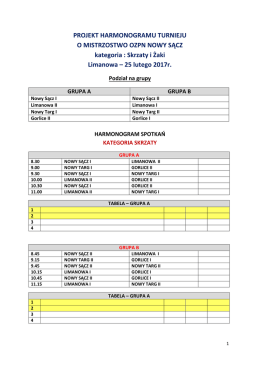 PROJEKT HARMONOGRAMU TURNIEJU