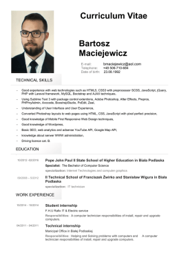 Bartosz Maciejewicz CV