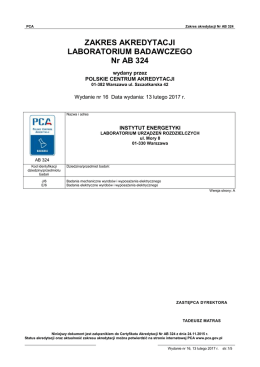 Zakres AB 324 - Polskie Centrum Akredytacji
