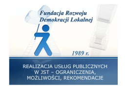 REALIZACJA USŁUG PUBLICZNYCH W JST – OGRANICZENIA