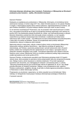 Informacje dotyczące aktualnego stanu inwestycji &bdquo;Przebudowa ul