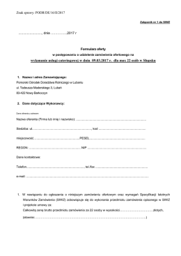 Dane do złożenia oferty na - Pomorski Ośrodek Doradztwa Rolniczego