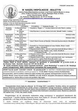biuletyn - lokalna polska misja katolicka na jersey pod wezwaniem