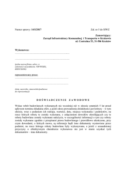 Zał. 5 Doświadczenie zawodowe - Zarząd Infrastruktury Komunalnej