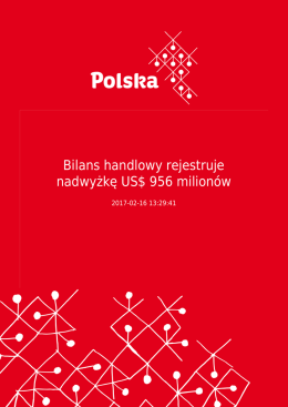 Bilans handlowy rejestruje nadwyżkę US$ 956 milionów