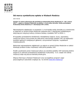 Od marca symboliczna opłata w Klubach Rodzica