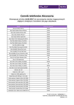 Cennik telefon&oacute;w Akcesoria