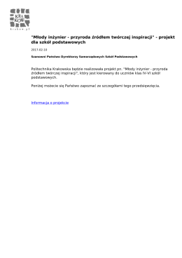 "Młody inżynier - przyroda źr&oacute;dłem tw&oacute;rczej