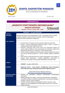 „warsztat efektywności indywidualnej” insights discovery