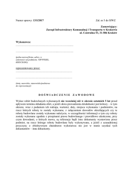 Zał.5 Doświadczenie zawodowe - Zarząd Infrastruktury Komunalnej