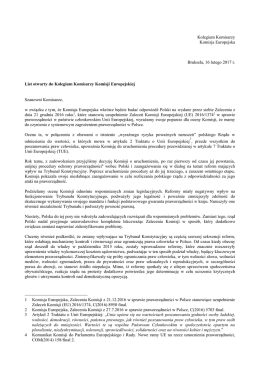 Kolegium Komisarzy Komisja Europejska Bruksela, 16