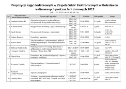 Oferta zajęć dodatkowych, kt&oacute;re odbędą się w Zespole Szk&oacute;ł