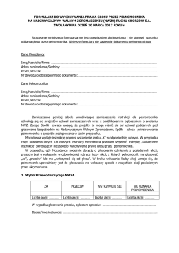 formularz do wykonywania prawa głosu przez pełnomocnika na