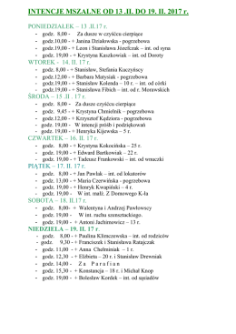 Intencje: 13.02 &ndash; 19.02.2017 r.
