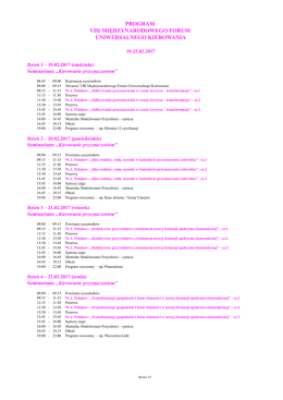 Program - Międzynarodowe Forum Uniwersalnego Kierowania