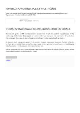 spowodował kolizję, bo oślepiło go słońce