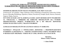 ogłoszenie o zwołaniu zebrania dla wyboru