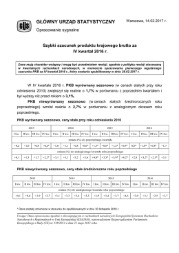 Szybki szacunek produktu krajowego brutto za czwarty kwartał 2016
