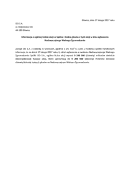 Gliwice, dnia 17 lutego 2017 roku i3D SA ul. Bojkowska 43c 44