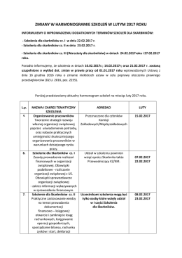 ZMIANY W HARMONOGRAMIE SZKOLEŃ W LUTYM 2017 ROKU