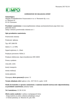 Zakup i dostawa przetwornika ciśnienia szt. 1