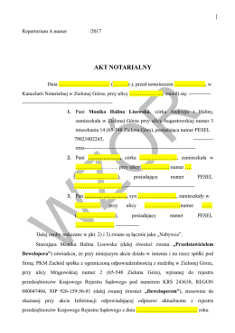Wzór umowy deweloperskiej