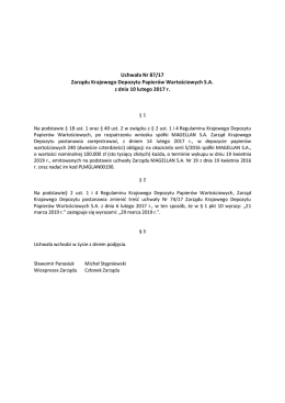 Uchwała Nr 87/17 Zarządu Krajowego Depozytu Papierów