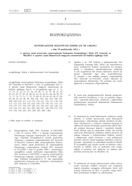 (UE) nr 1268/2012 z dnia 29 października 2012 r. w sprawie zasad