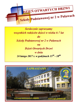 DZIEŃ OTWARTYCH DRZWI Szkoły Podstawowej nr 2 w Puławach