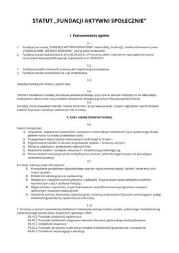 Statut Fundacji Aktywni Społecznie