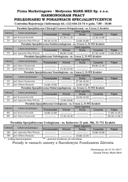 Pielęgniarki w Poradniach Specjalistycznych - Mark-Med