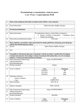 Powiadomienie o transakcjach, o którym mowa w art. 19 ust. 1