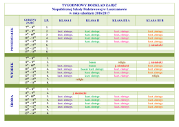 tygodniowy rozkład zajęć klasy i-iii sp 2016