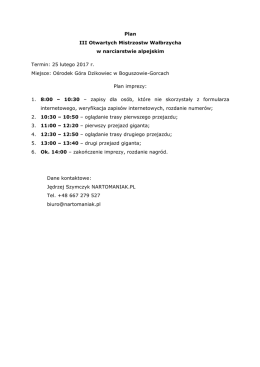 PLAN DNIA - Nartomaniak.pl