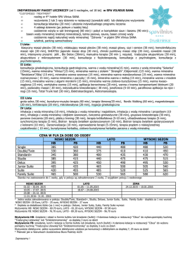 Indywidualny Pakiet Leczniczy w SPA VILNIUS SANA