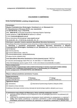 OGŁOSZENIE O ZAMÓWIENIU TRYB POSTĘPOWANIA