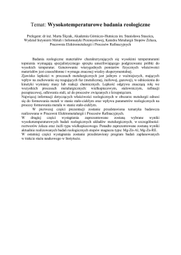 Temat: Wysokotemperaturowe badania reologiczne