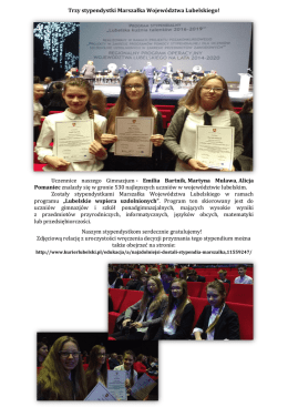 Trzy stypendystki Marszałka Wojew&oacute;dztwa