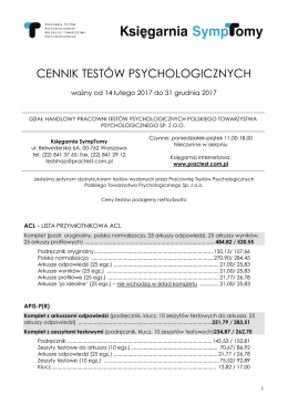 cennik test&oacute;w psychologicznych