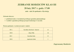 ZEBRANIE RODZICÓW KLAS III