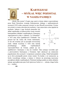 kartezjusz – myślał więc pozostał w naszej pamięci