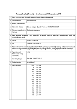 Formularz Notyfikacji Transakcji, o kt&oacute;rych mowa w art. 19