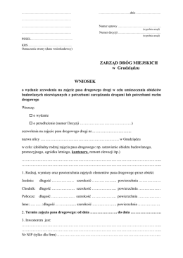 Wniosek na obiekty
