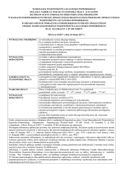 Oferta pracy - BIP Urzędu Marszałkowskiego Wojew&oacute;dztwa Kujawsko