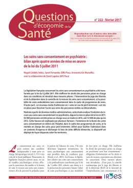 Les soins sans consentement en psychiatrie : bilan apr&egrave;s