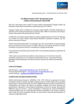 Un d&eacute;but d`ann&eacute;e 2017 dynamique pour Colliers International &agrave;