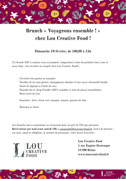 menu du brunch du 19 février