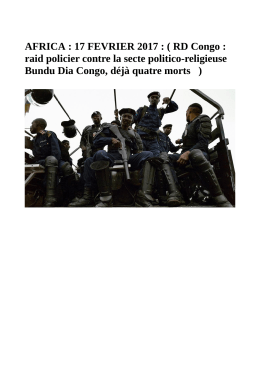 AFRICA : 17 FEVRIER 2017 : ( RD Congo : raid
